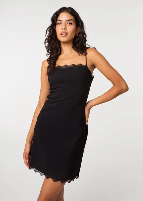 Pink Vanilla Black Lace Trim Mini Dress - L Image 2