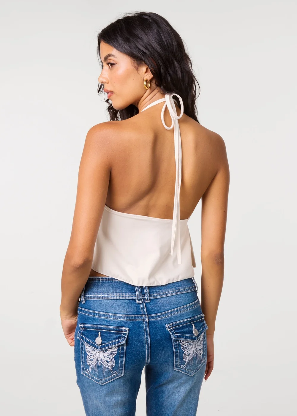 Pink Vanilla Beige Bra Cup Halter Jersey Top - One Size Image 4