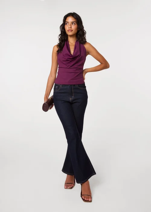 Pink Vanilla Purple Halterneck Cowl Soft Stretch Top - One Size Image 2