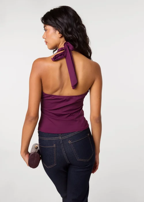 Pink Vanilla Purple Halterneck Cowl Soft Stretch Top - One Size Image 4