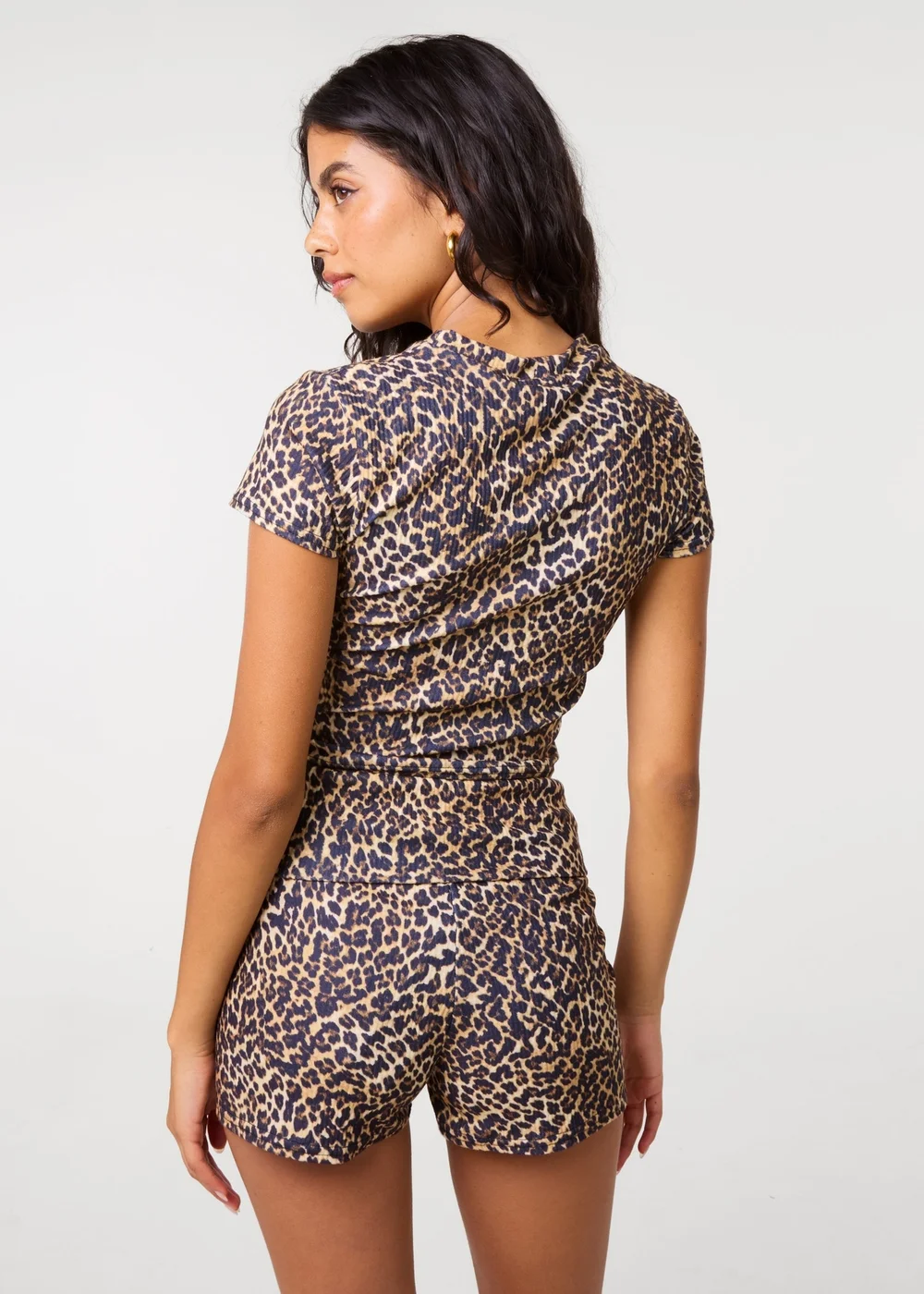 Pink Vanilla Brown Leopard Rib Tee - L Image 4