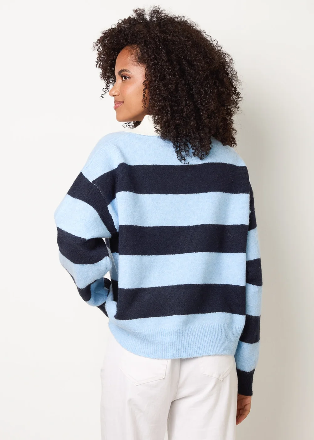 Blue Vanilla Blue Stripe Knit Polo Jumper - S/M Image 4