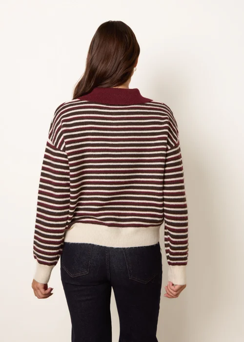 Blue Vanilla Red Stripe Knit Polo Jumper - S/M Image 4