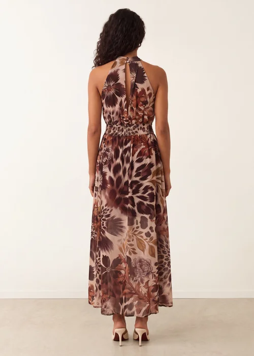 Blue Vanilla Multi Georgette Printed Halterneck Occasion Dress - L Image 3