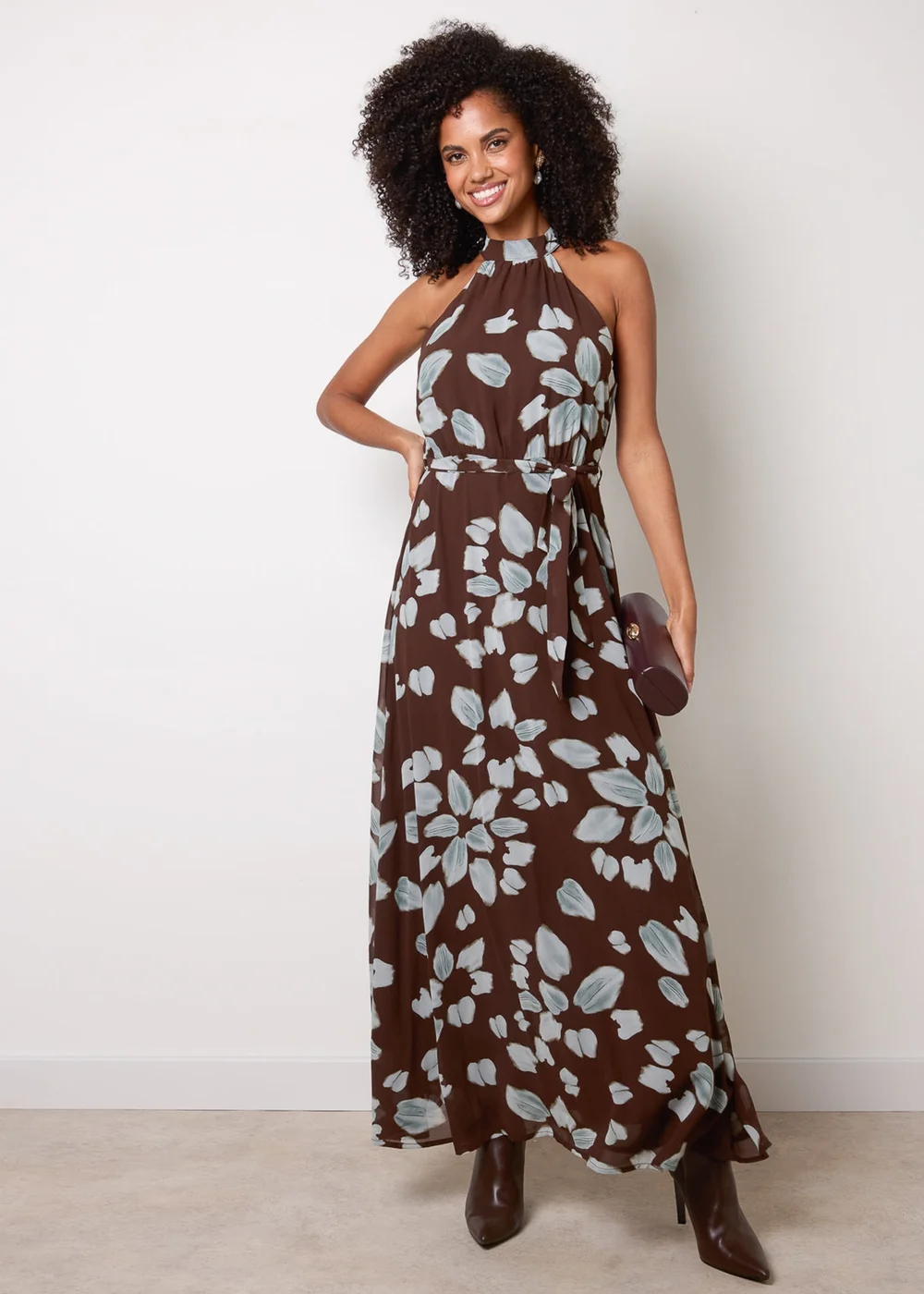 Blue Vanilla Brown High Neck Maxi Dress - 16 Image 2