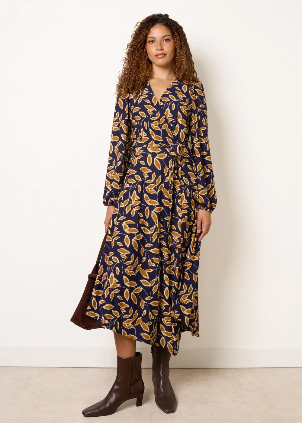 Blue Vanilla Navy Asymmetric Wrap Midi Dress - S Image 1