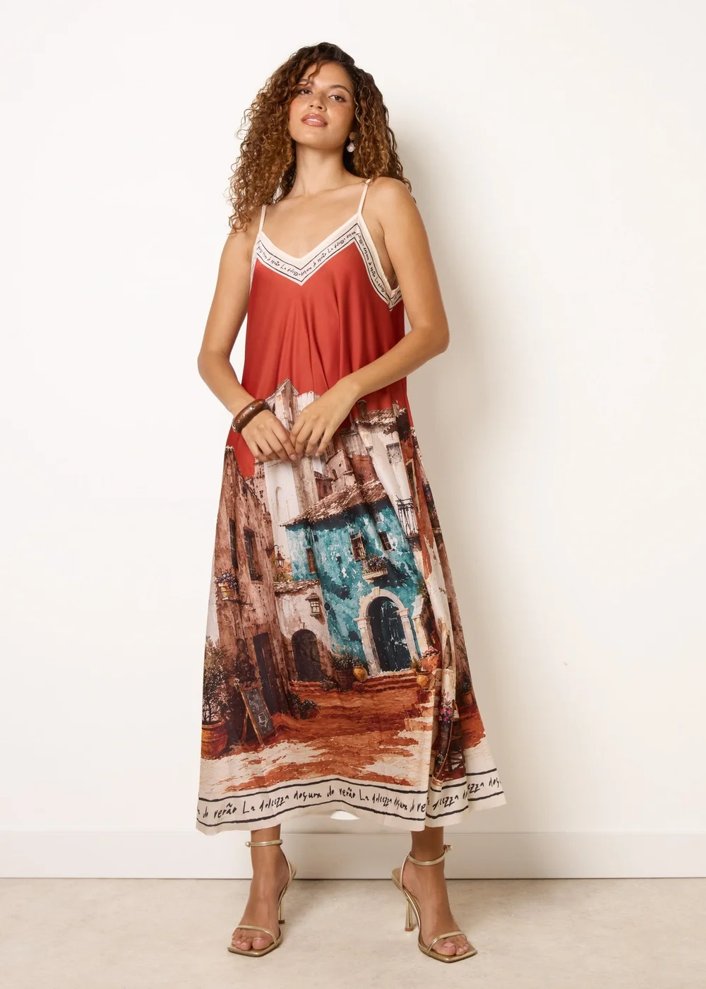 Blue Vanilla Red Satin Cami Dress - One Size Image 1