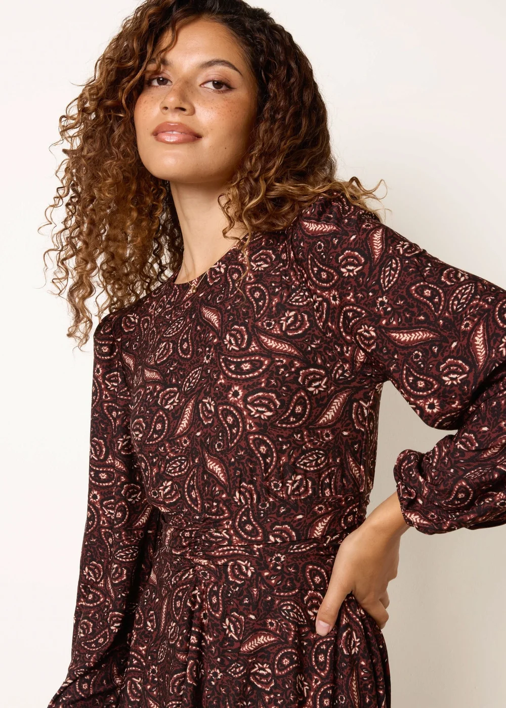 Blue Vanilla Brown Crew Neck Double Frill Mini Dress - XL Image 4