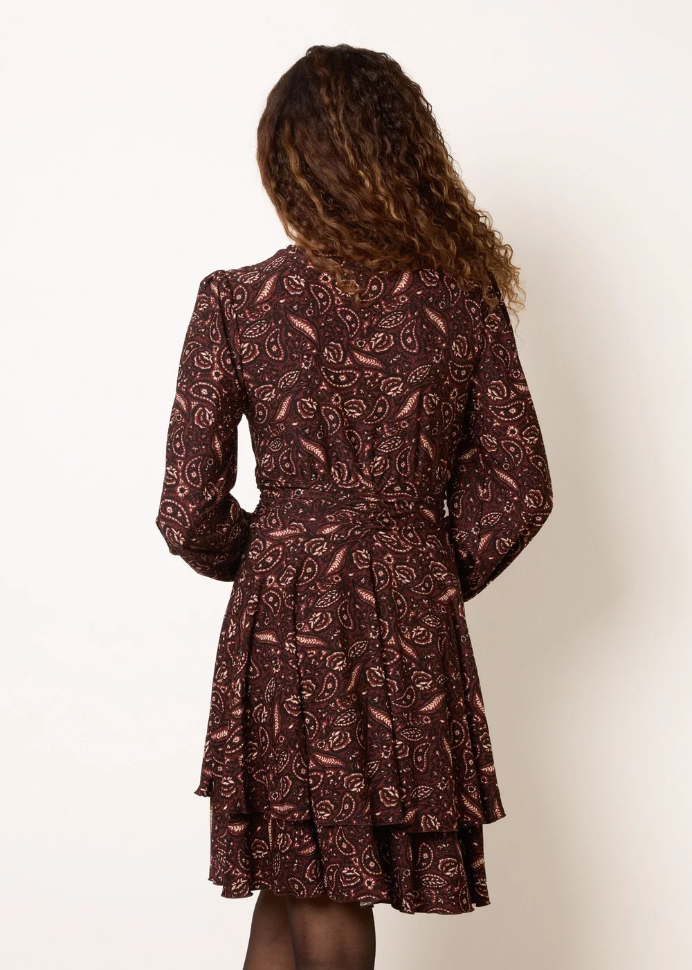 Blue Vanilla Brown Crew Neck Double Frill Mini Dress - XL Image 5