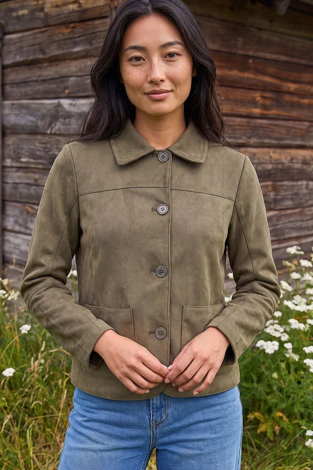 Roman Khaki Petite Suede Jacket