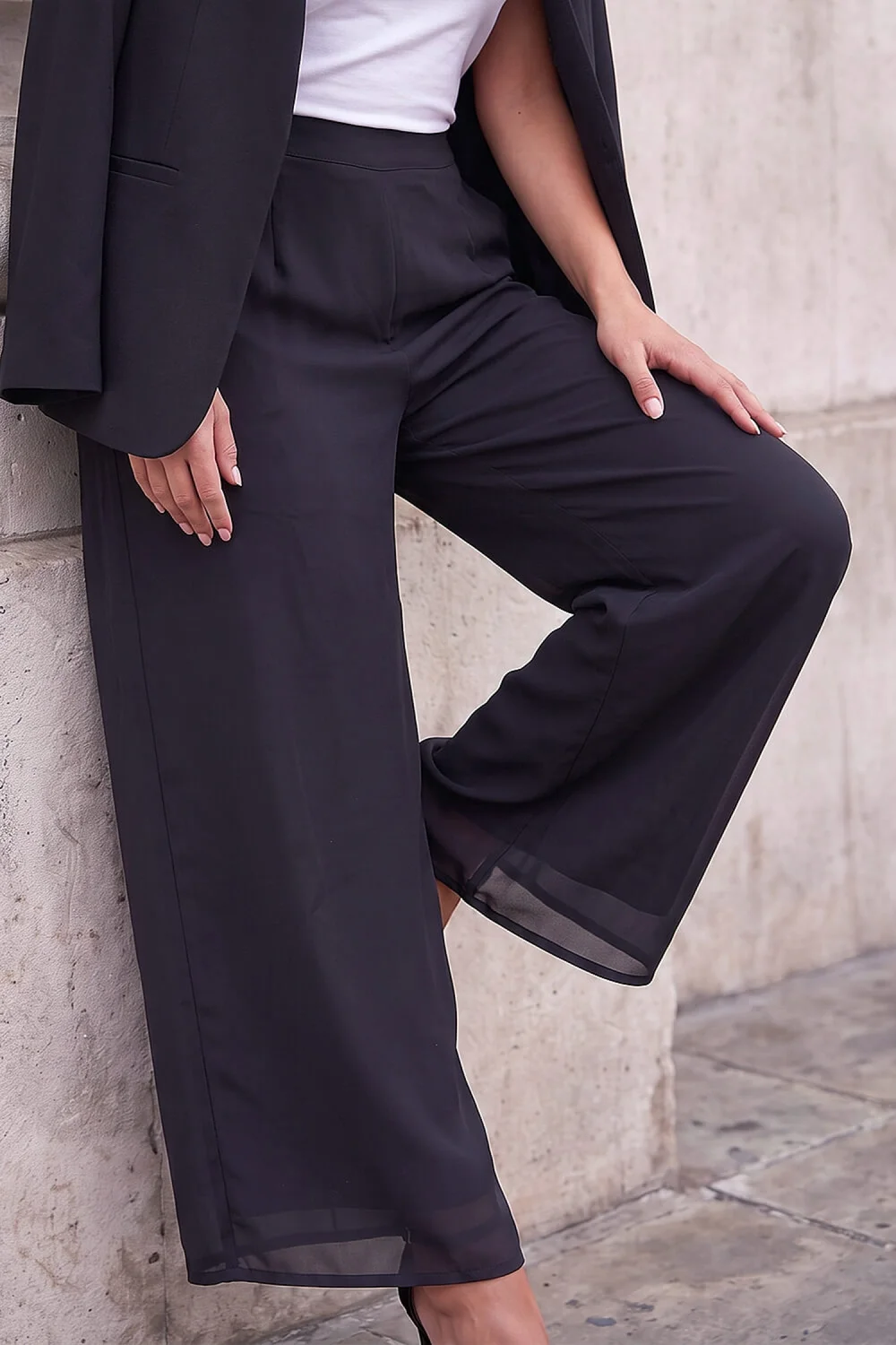 Roman Black Floaty Chiffon Trouser - 18 Image 2