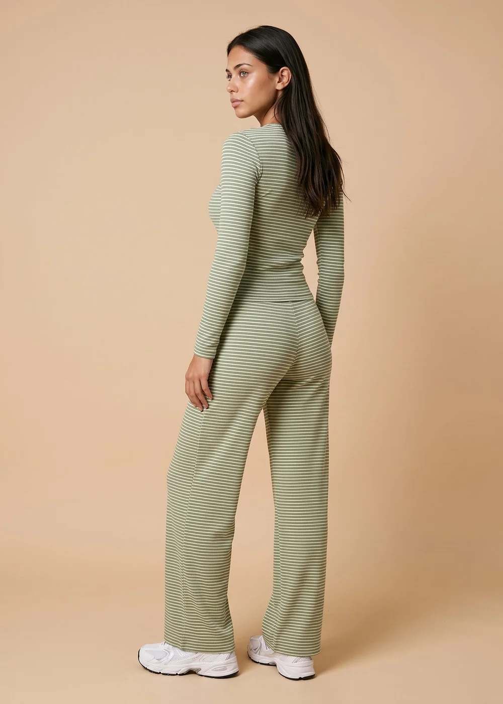 Urban Bliss Khaki Ribbed Stripe Top - 16 Image 3