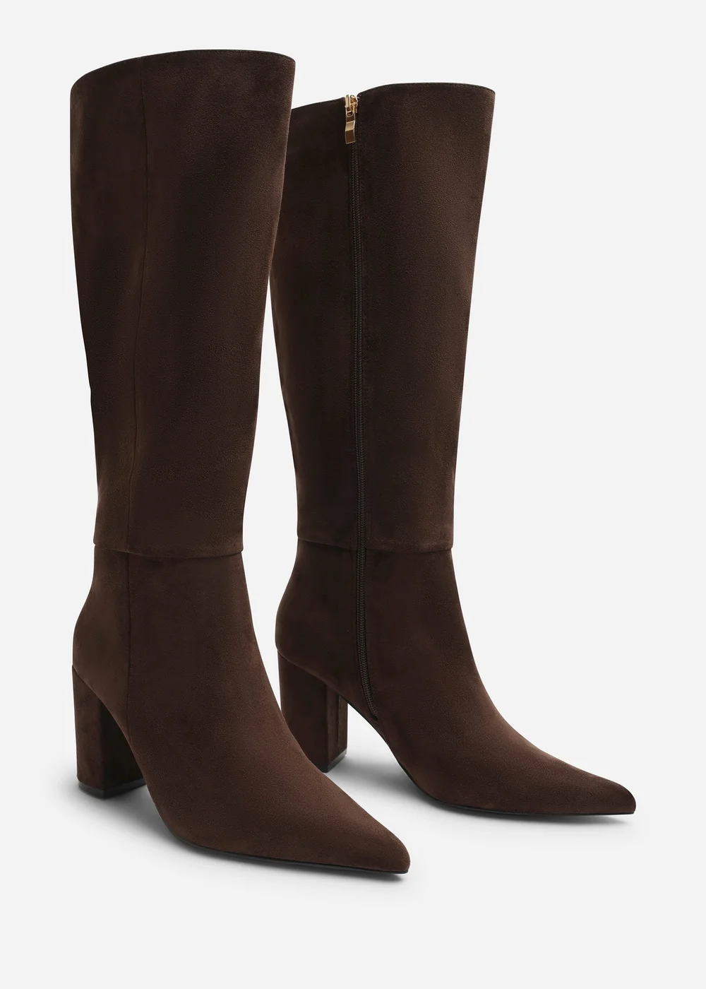Where's That From Evixa Dark Brown Knee High Pointed Toe Block Heel Boot - 5 Image 2