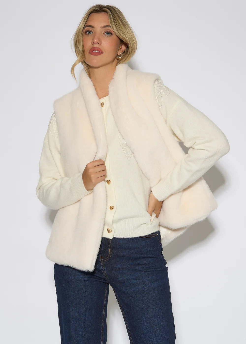 Gini London White Longline Gilet - S/M Image 3