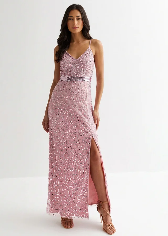 Gini London Blush Embelish Strappy Maxi Dress
