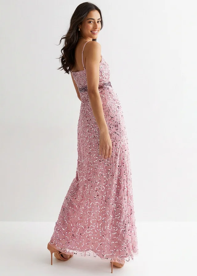 Gini London Blush Embelish Strappy Maxi Dress