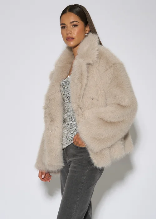 Gini London Blonde Faux Fur Jacket - L/XL Image 4