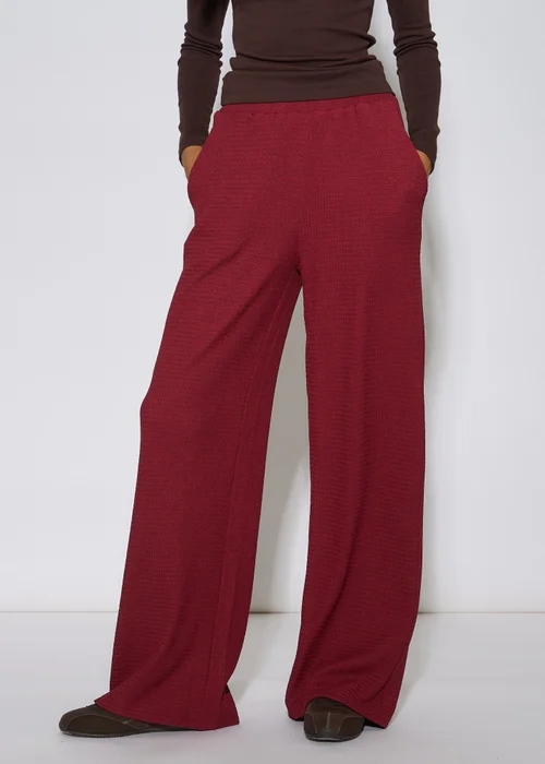 Gini London Mulberry Textured Elasticated Waist Wide Leg Trousers - 14 Image 3
