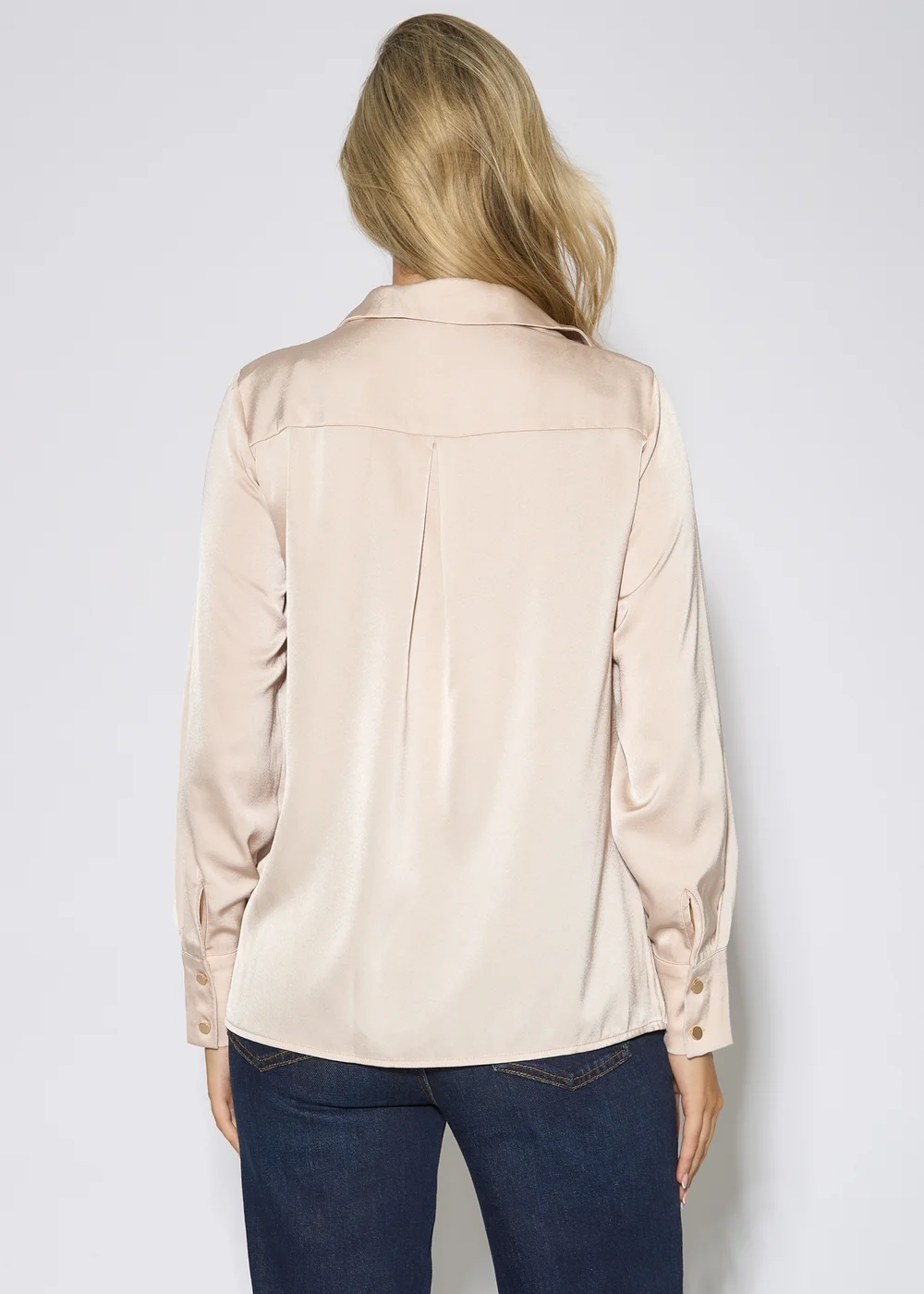 Gini London Champagne Lace Trim Neckline Long-Sleeve Shirt - 12 Image 2
