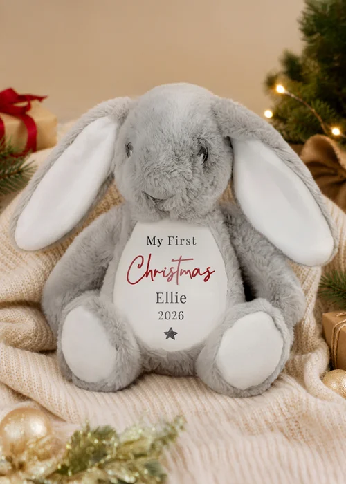Personalised Memento Company Grey My First Christmas Bunny - One Size Image 1