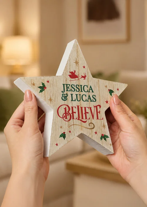Personalised Memento Company Natural Believe Wooden Star - One Size Image 2