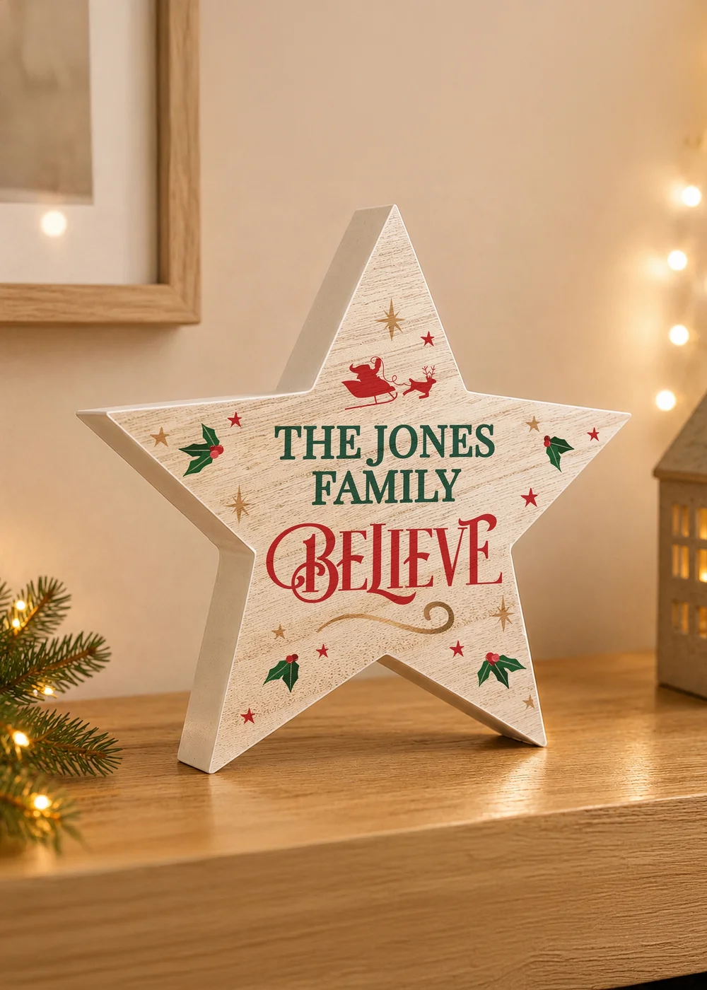 Personalised Memento Company Natural Believe Wooden Star - One Size Image 1