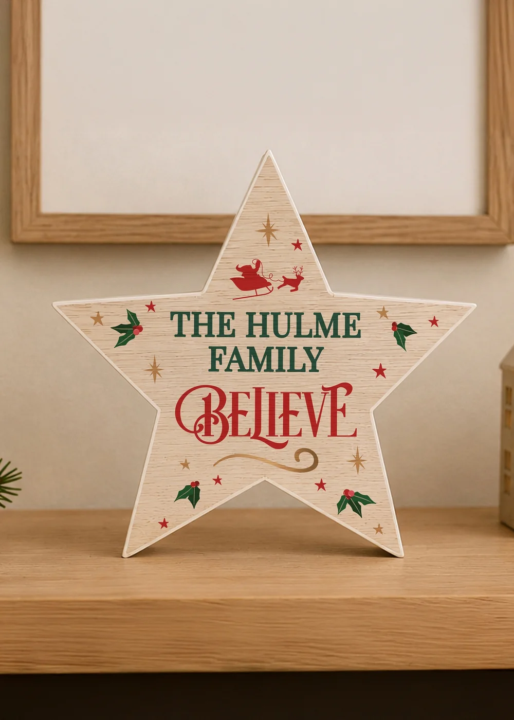Personalised Memento Company Natural Believe Wooden Star - One Size Image 3