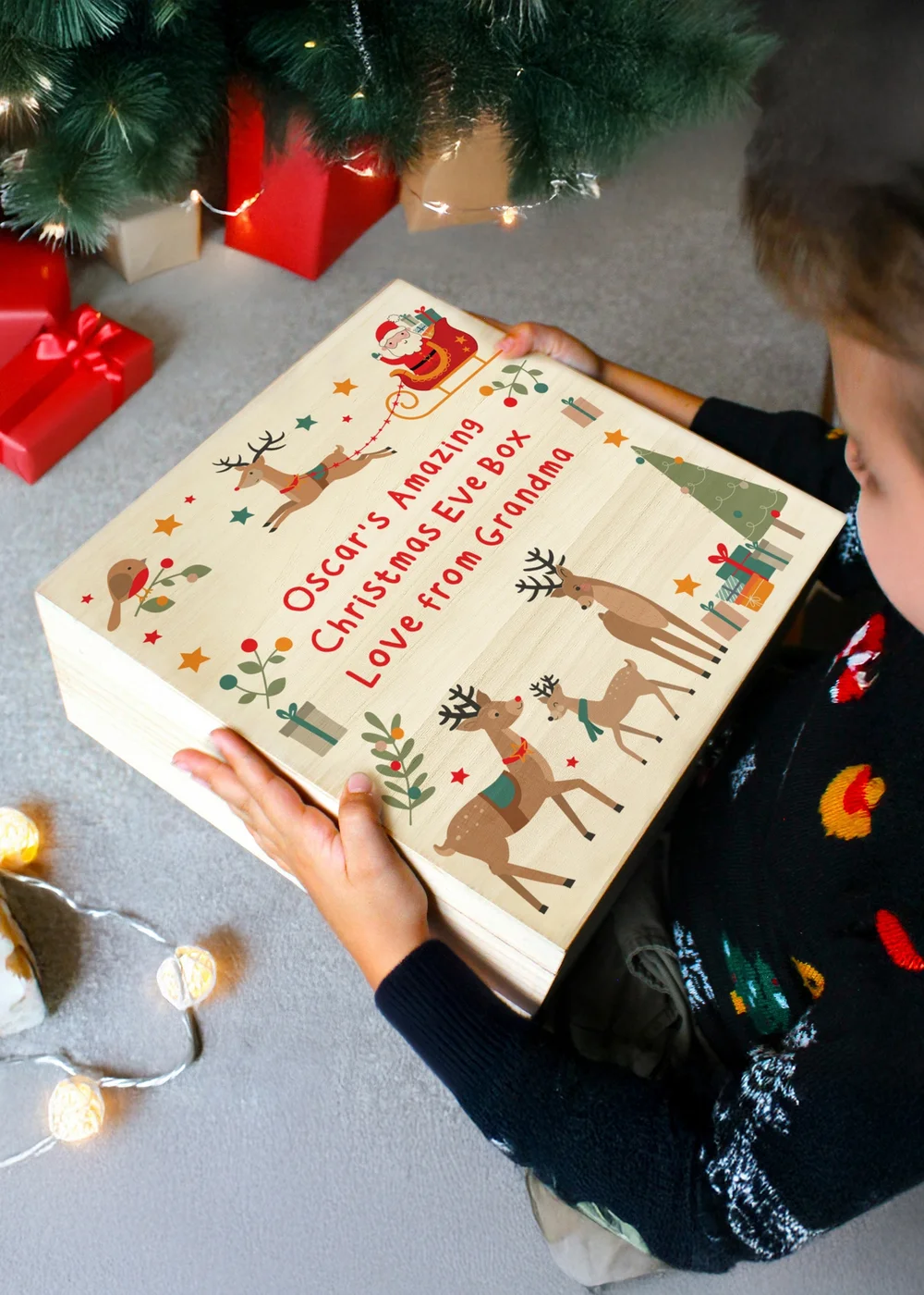 Personalised Memento Company Natural Santa & Reindeer Christmas Eve Box - One Size Image 5