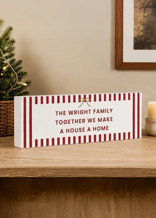 Personalised Memento Company White Striped Mantel Block