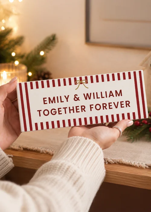 Personalised Memento Company White Striped Mantel Block - One Size Image 2