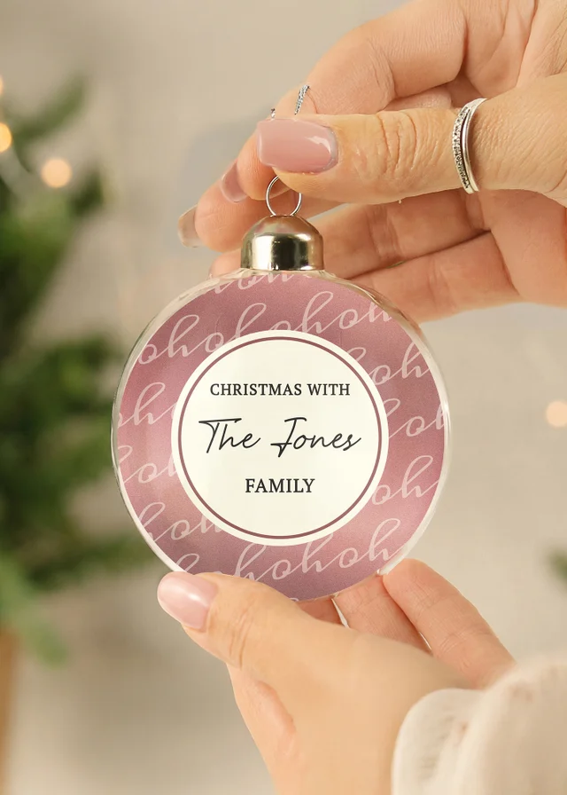 Personalised Memento Company Pink Ho Ho Ho Glass Bauble