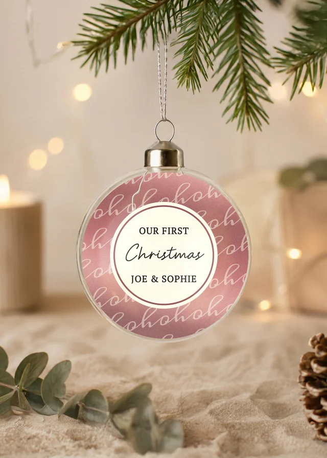 Personalised Memento Company Pink Ho Ho Ho Glass Bauble