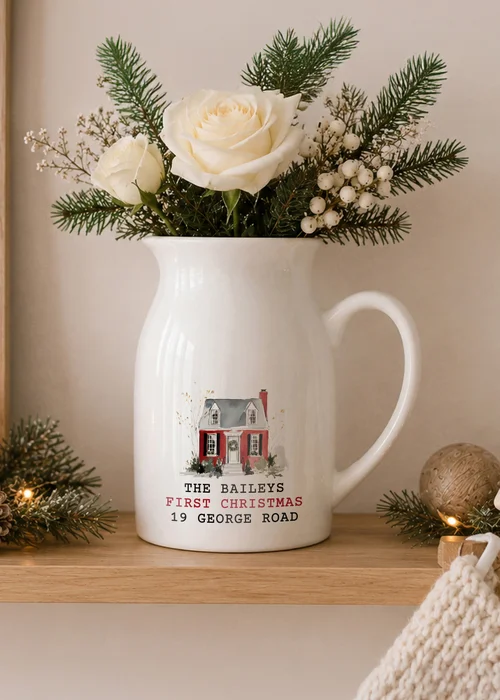 Personalised Memento Company White Christmas House Jug Vase - One Size Image 3