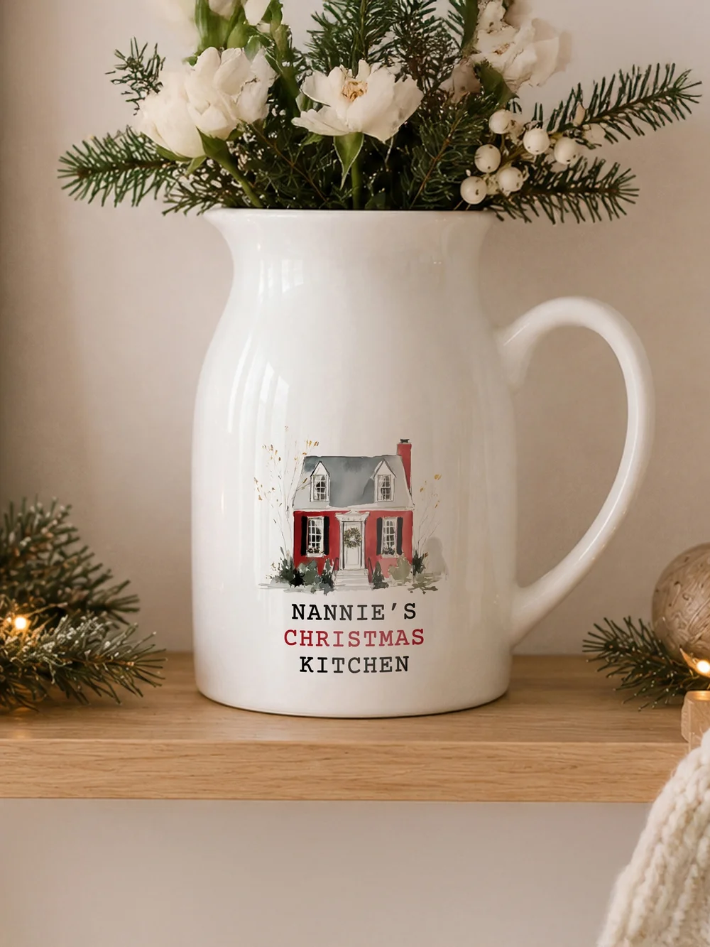 Personalised Memento Company White Christmas House Jug Vase - One Size Image 5
