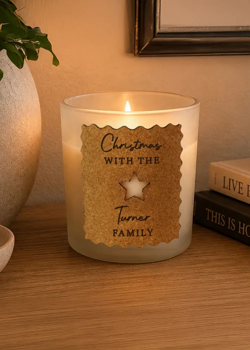 Personalised Memento Company White Christmas Star Cork Frosted Candle - One Size Image 1