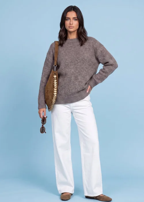 Urban Bliss Taupe Wool Blend Longline Jumper - M Image 1