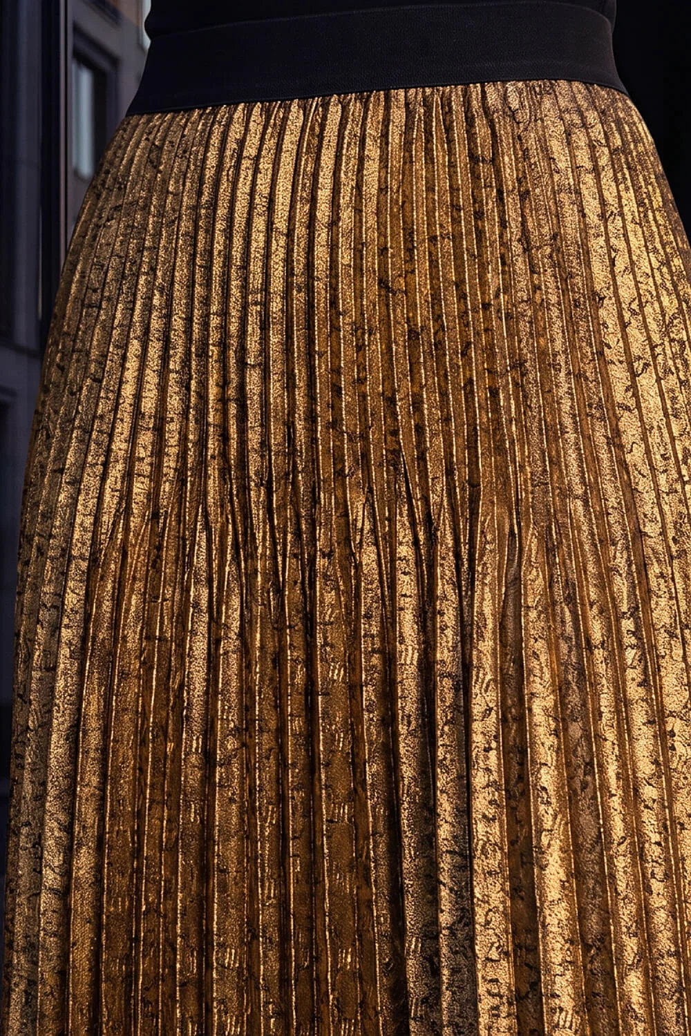 Roman Gold Pleated Stretch Midi Skirt - 20 Image 4