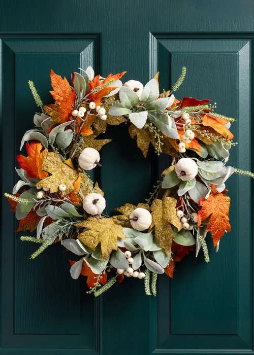 Scottish Everlastings Pumpkin Wreath Green / Orange 45cm - One Size Image 1