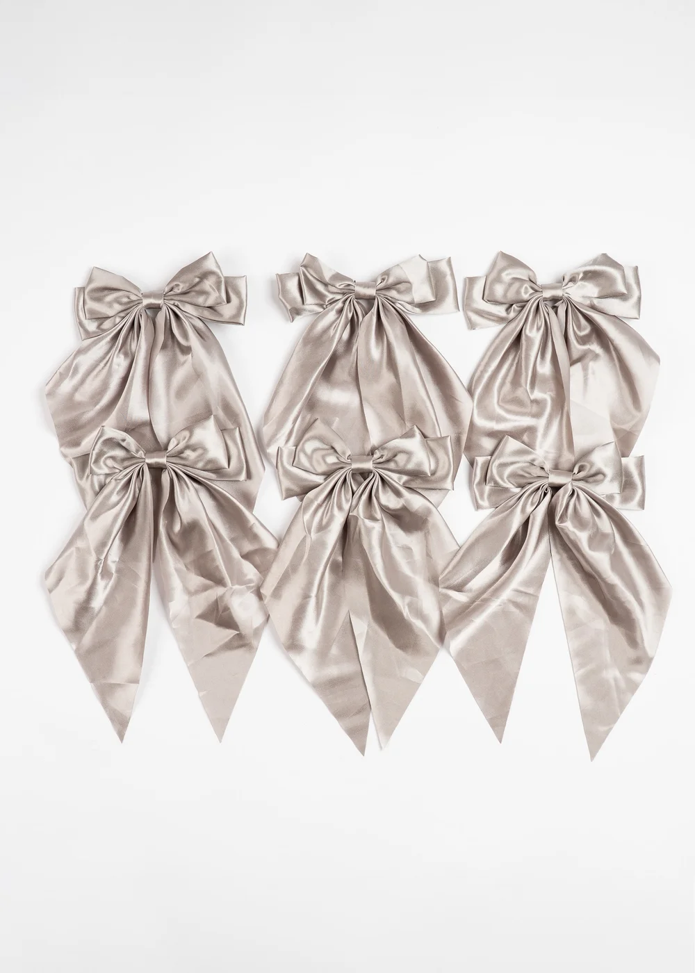 Scottish Everlastings Satin Bow Clip 6pc Set Silver 19cm - One Size Image 3