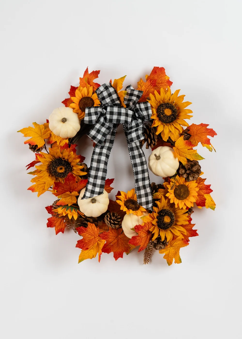 Scottish Everlastings Sunflower Wreath with Gingham Bow 56cm - One Size Image 3