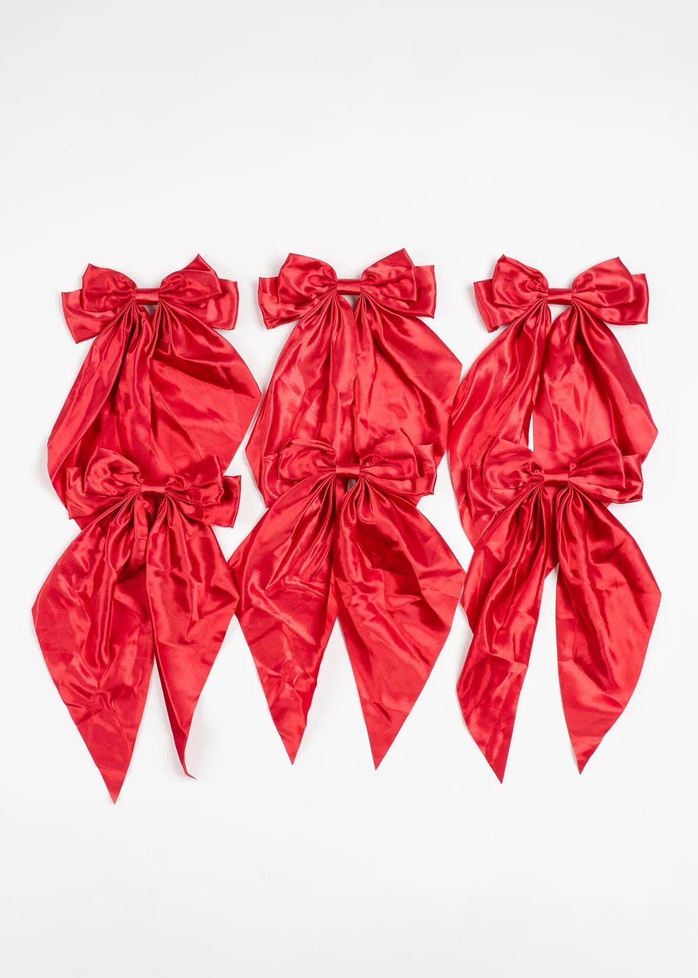 Scottish Everlastings Satin Bow Clip 6pc Set Red 19cm - One Size Image 3