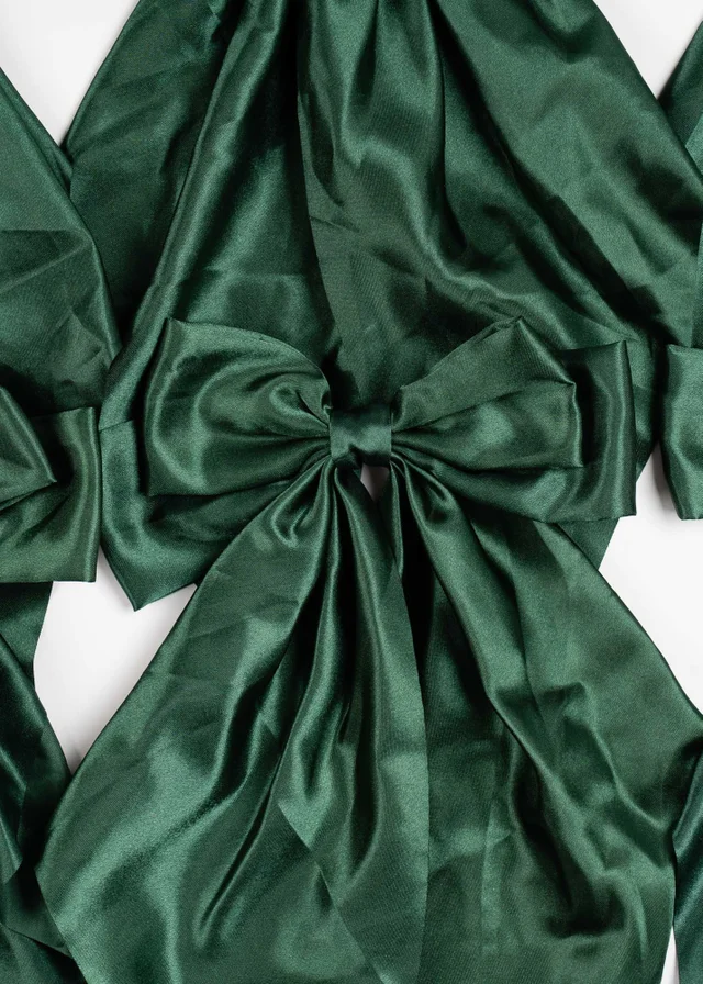 Scottish Everlastings Satin Bow Clip 6pc Set Green 19cm