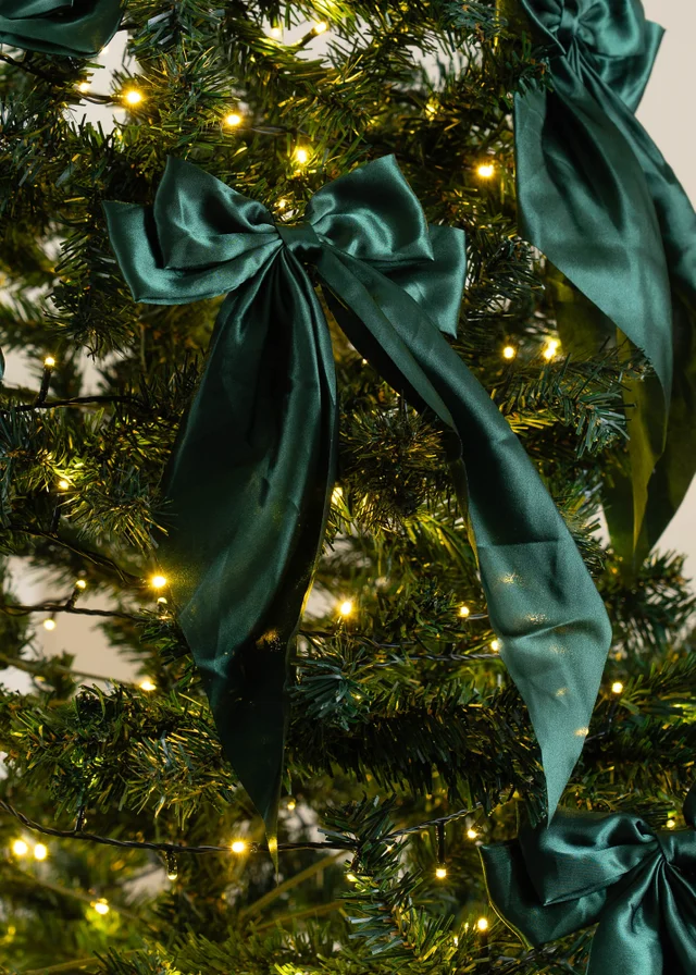 Scottish Everlastings Satin Bow Clip 6pc Set Green 19cm