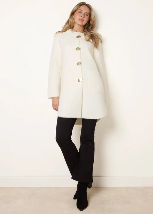 Blue Vanilla Ivory Overcoat With Classic Collar - S/M Image 2