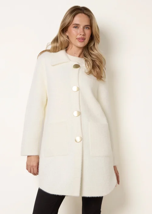 Blue Vanilla Ivory Overcoat With Classic Collar - S/M Image 1