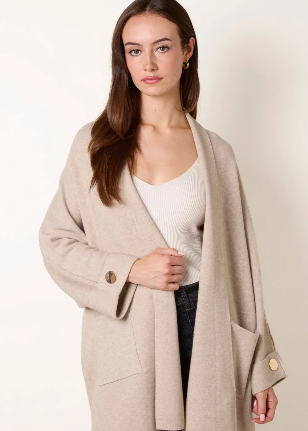 Blue Vanilla Beige Heavy Knit Cardigan - One Size Image 3