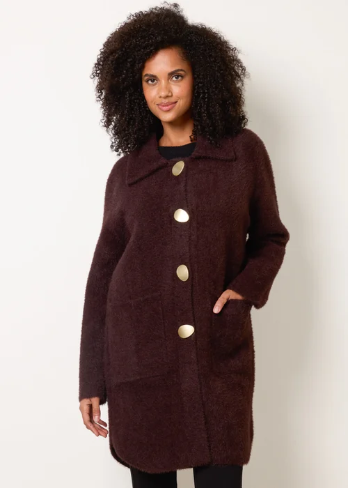 Blue Vanilla Brown Overcoat With Classic Collar - S/M Image 2