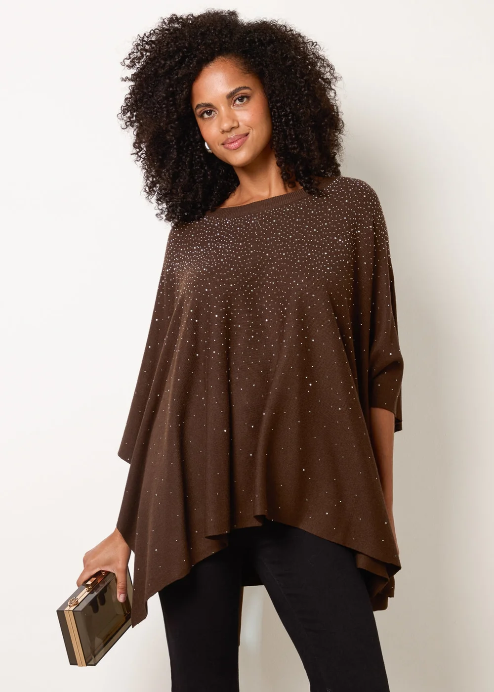 Blue Vanilla Brown Stud Embellished Knit Top - One Size Image 2