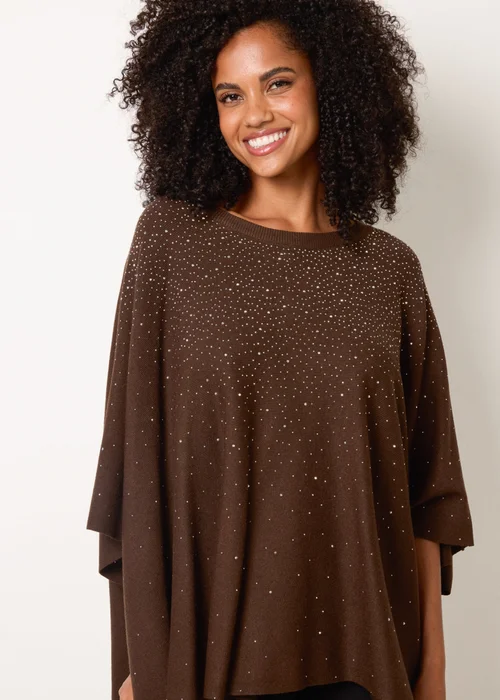Blue Vanilla Brown Stud Embellished Knit Top - One Size Image 3