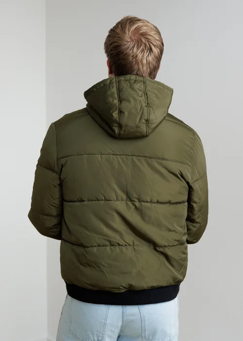 Influence Khaki Zip Through Hooded Quilted Bomber Jacket - M Image 2